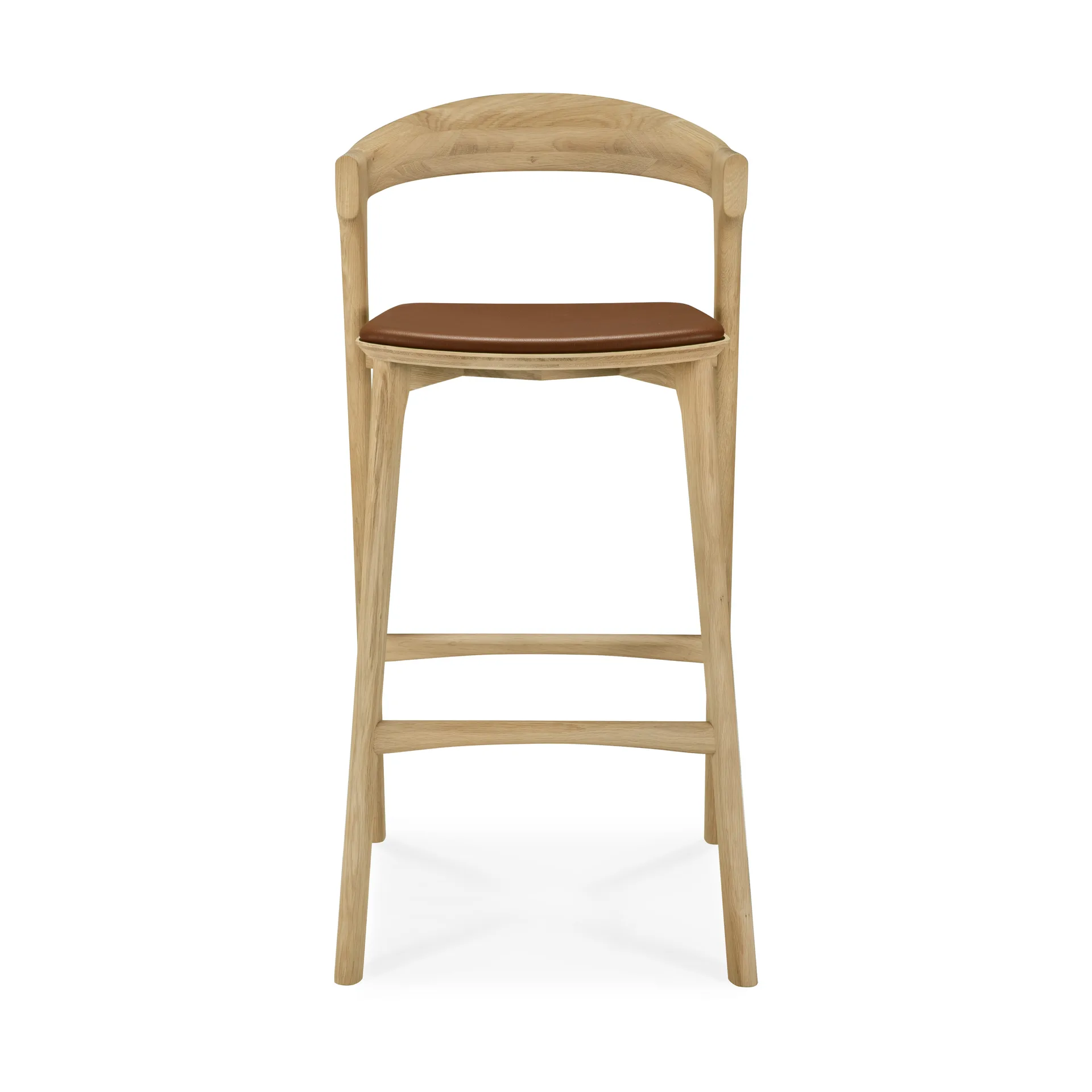 Bok barstol, Lackerad ek-läder Cognac, 75 cm Ethnicraft