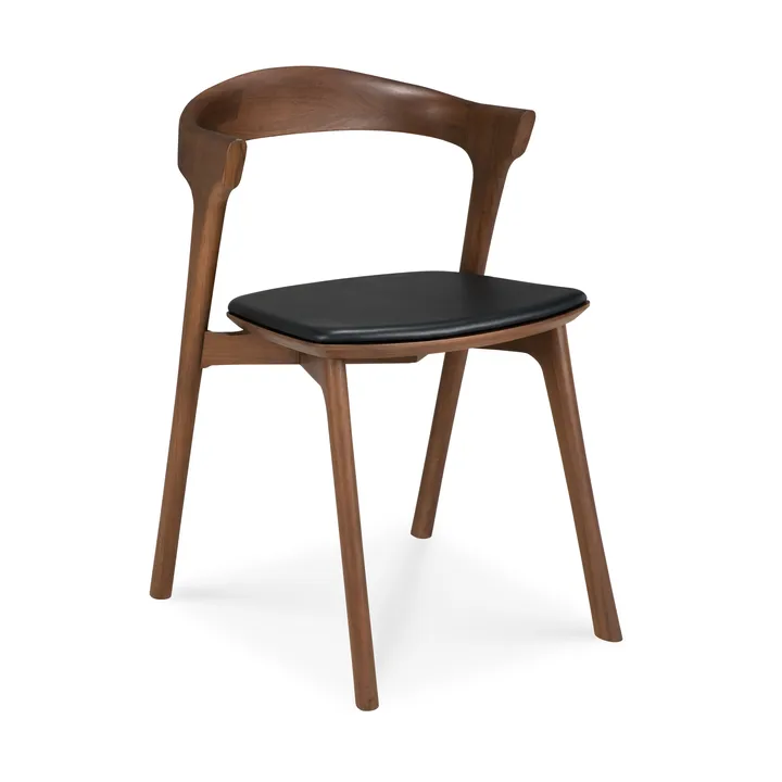 Bok matstol - Brown teak-svart läder - Ethnicraft