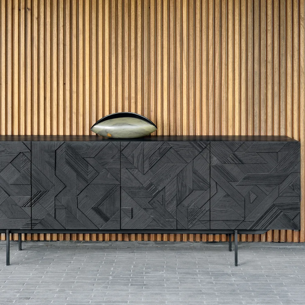 Graphic sideboard, Teak svart 3 dörrar Ethnicraft
