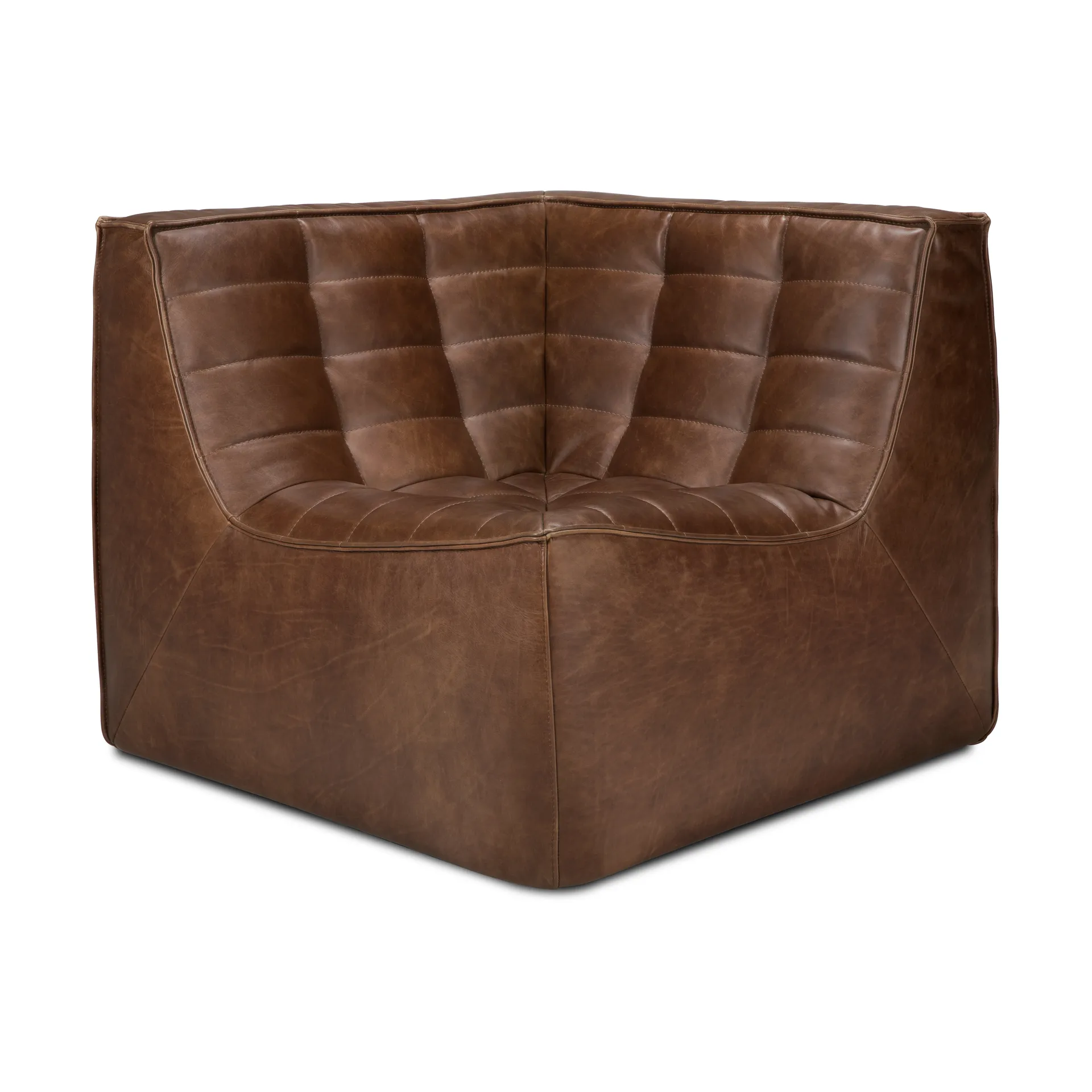 N701 hörnmodul rundad 45°, Läder Chestnut Ethnicraft
