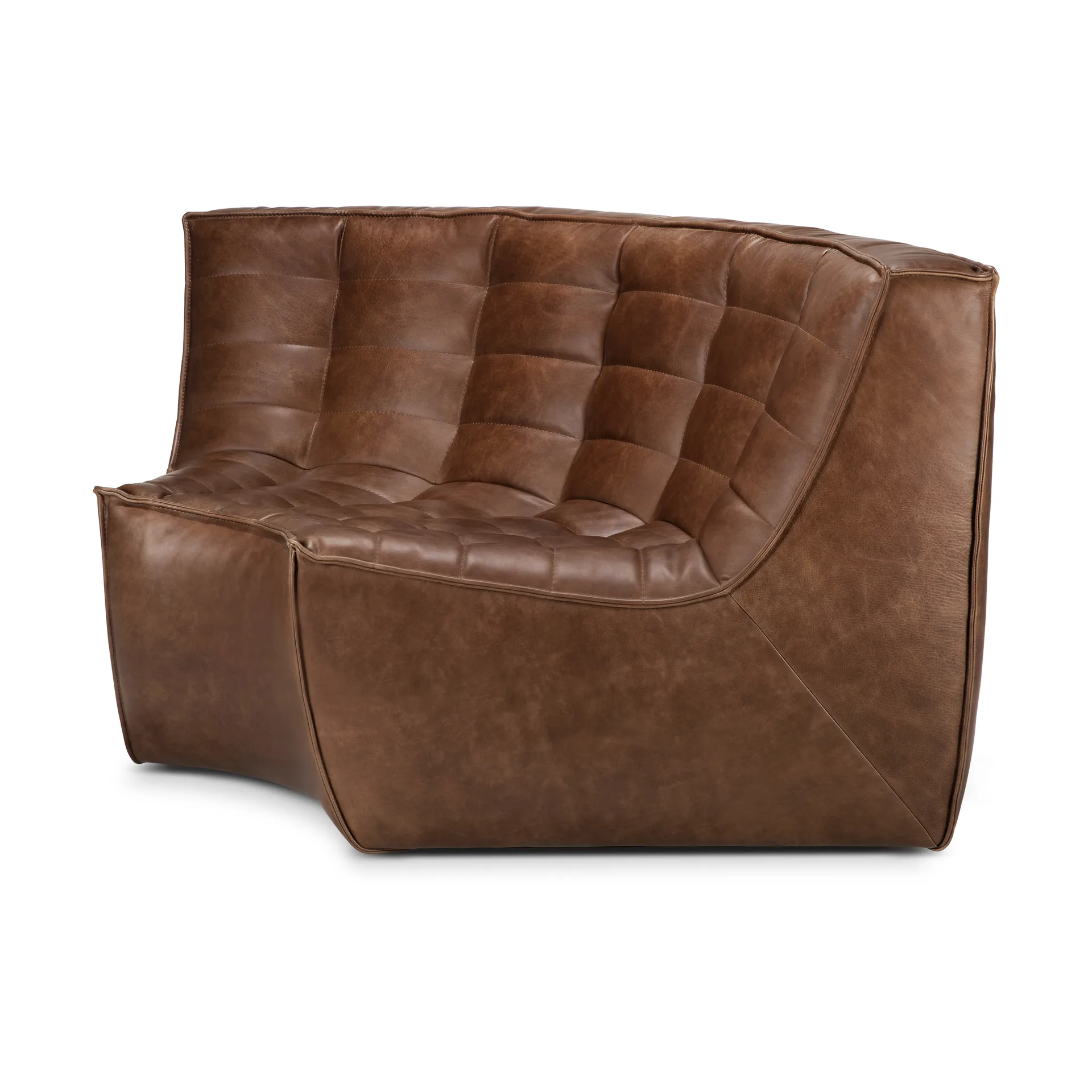 N701 hörnmodul rundad 90°, Läder Chestnut Ethnicraft