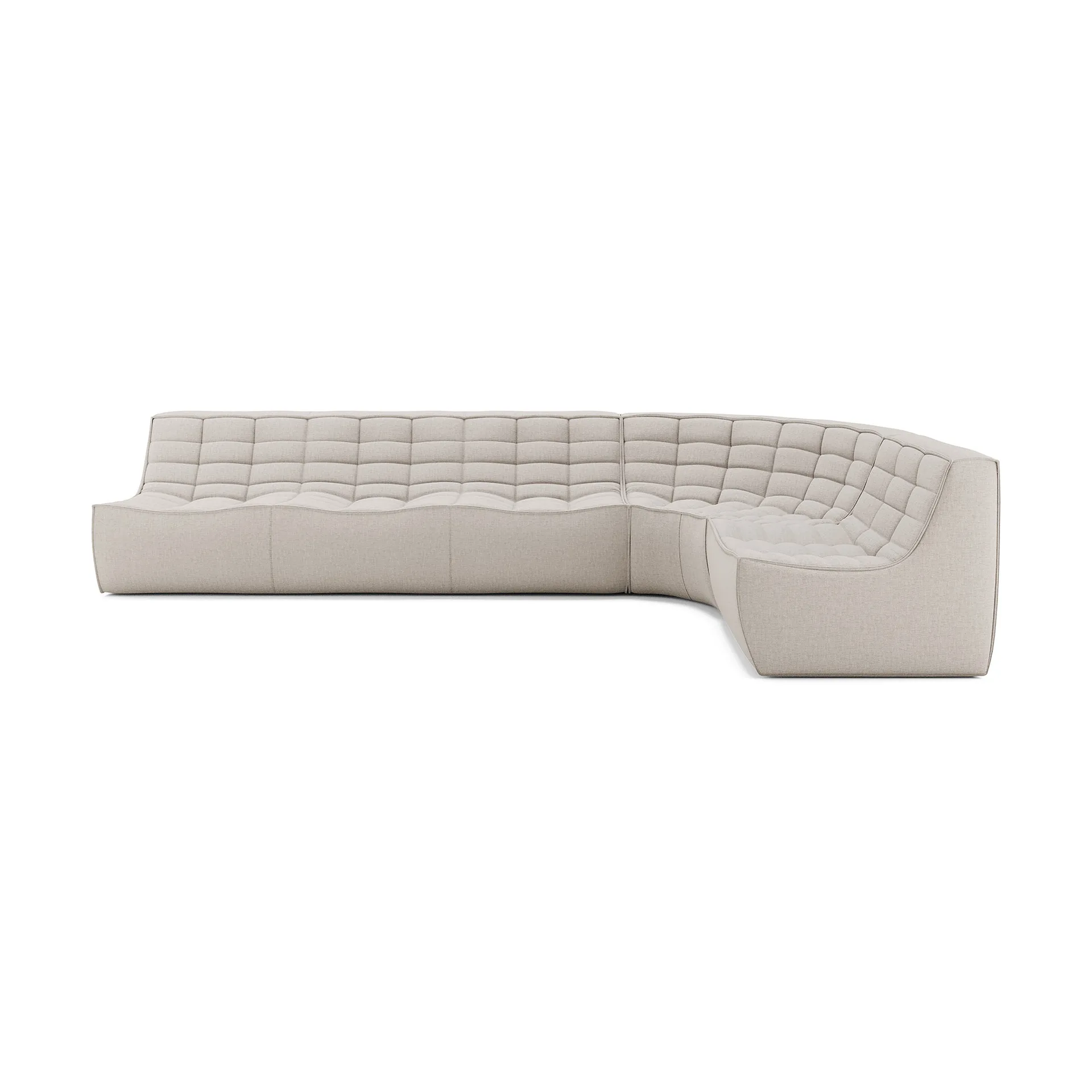N701 modulhörnsoffa med rundat hörn, tyg Beige, 301x171 cm Ethnicraft