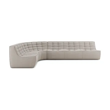 N701 modulhörnsoffa med rundat hörn, tyg Ecru Beige, 301x171 cm - Ethnicraft