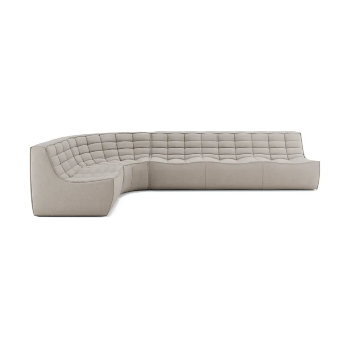 N701 modulhörnsoffa med rundat hörn, tyg Ecru Beige, 301x171 cm - Ethnicraft