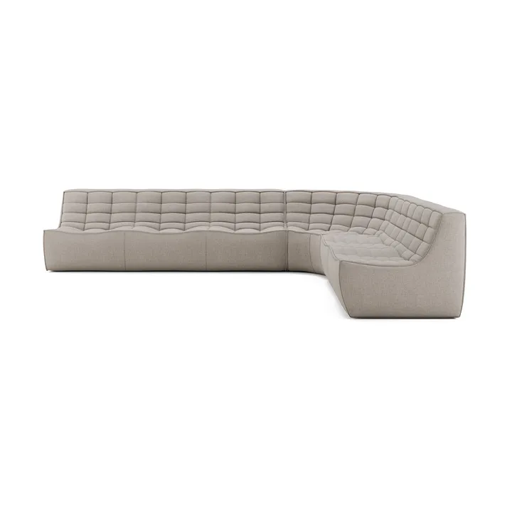 N701 modulhörnsoffa med rundat hörn, tyg Ecru beige, 330x260 cm - Ethnicraft