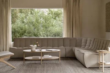 N701 modulhörnsoffa med rundat hörn, tyg Ecru beige, 330x260 cm - Ethnicraft