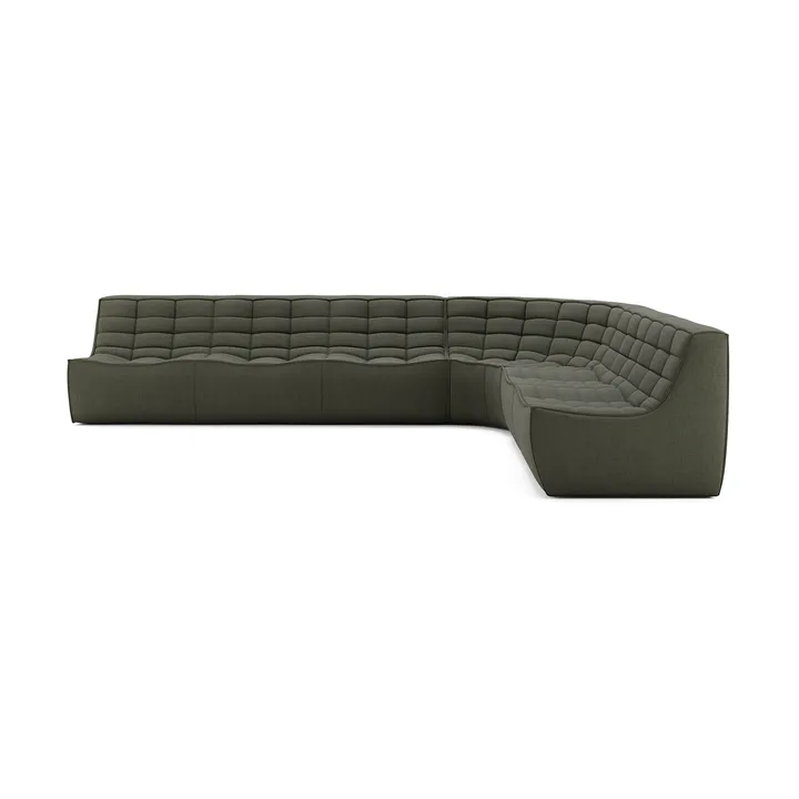 N701 modulhörnsoffa med rundat hörn, tyg Moss Eco, 330x260 cm - Ethnicraft