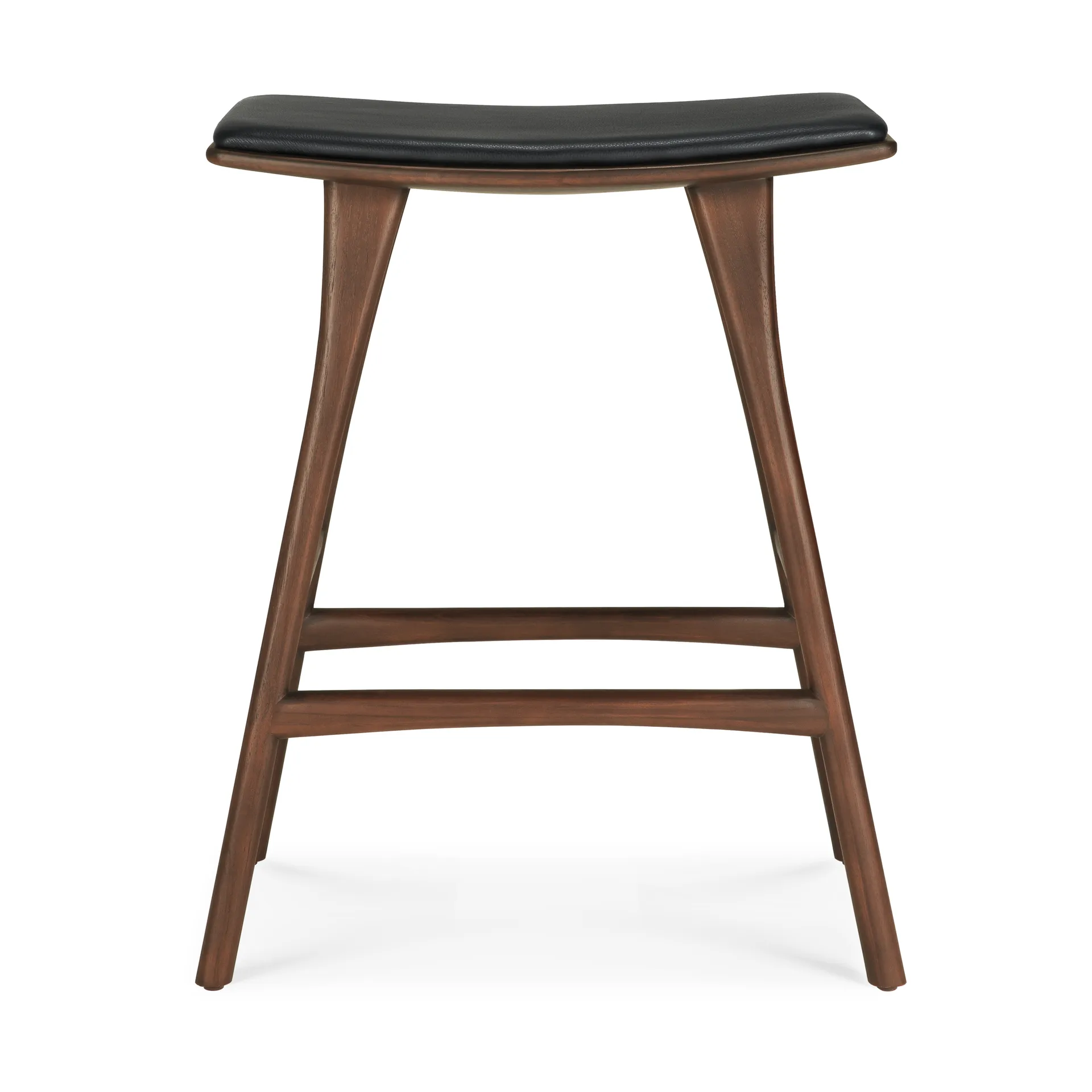 Osso barpall, Teak-black leather, 65 cm Ethnicraft