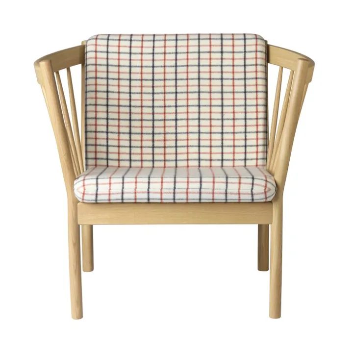 J146 fåtölj - Oak nature lacquered-red diced - FDB Møbler