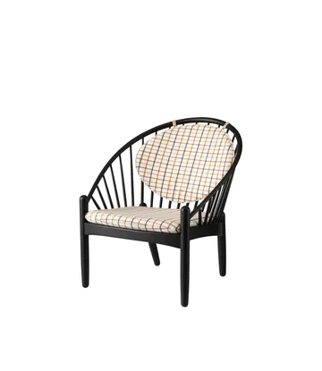 J166 Jørna stol - Oak black painted-red diced - FDB Møbler