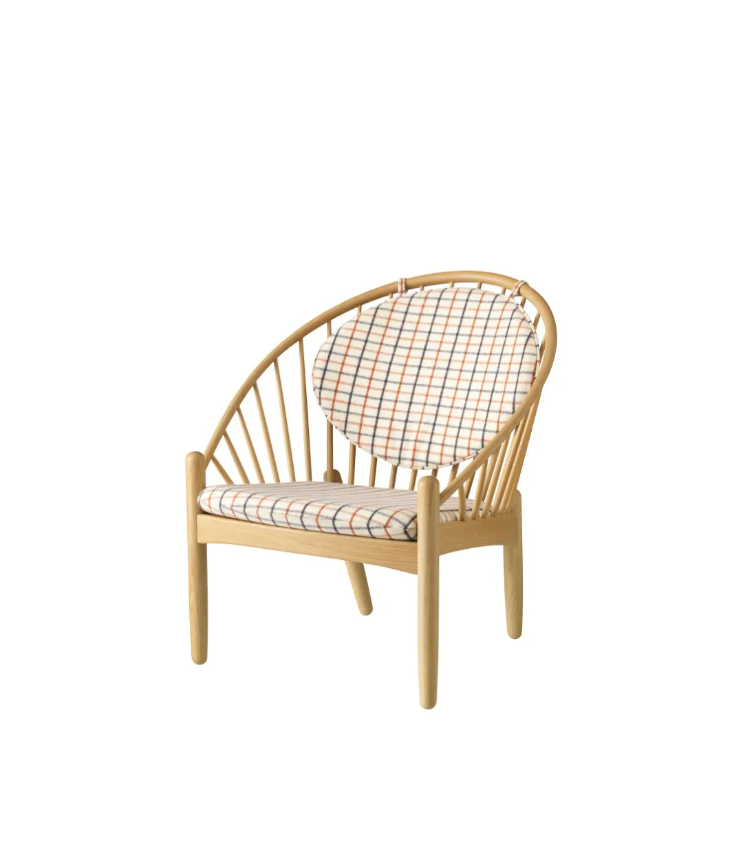 J166 Jørna stol, Oak nature lacquered-red diced FDB Møbler