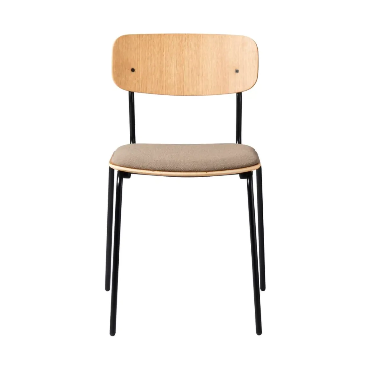 J182 Holmen stol, Oak veneer-black legs-taupe FDB Møbler