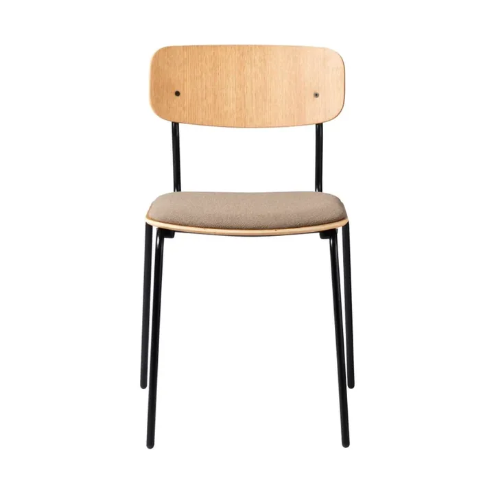 J182 Holmen stol - Oak veneer-black legs-taupe - FDB Møbler