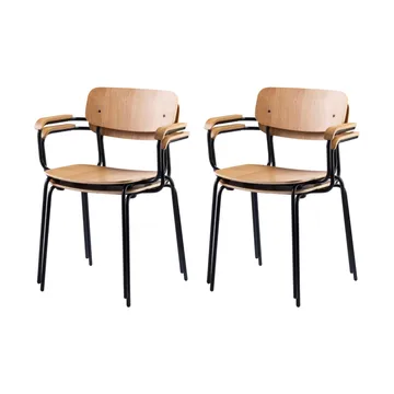 J183 Holmen karmstol 4-pack - Oak veneer-black legs - FDB Møbler