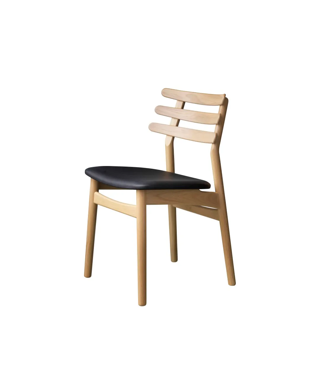 J48 stol, Oak nature lacquered-black leather FDB Møbler