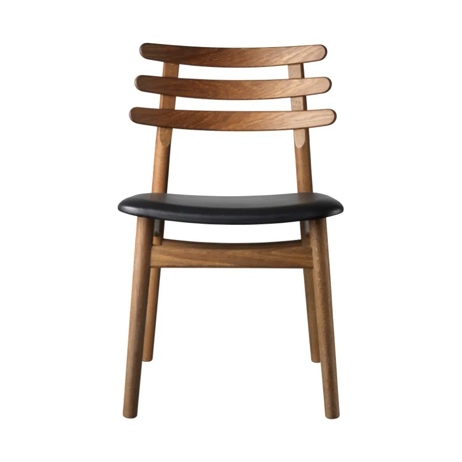 J48 stol, Smoked oak nature lacquered-black leather FDB Møbler
