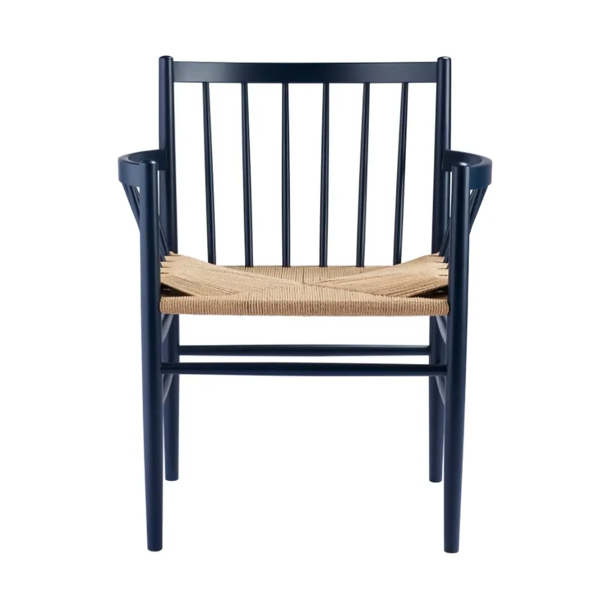 J81 karmstol, Steel blue beech-paper cord FDB Møbler