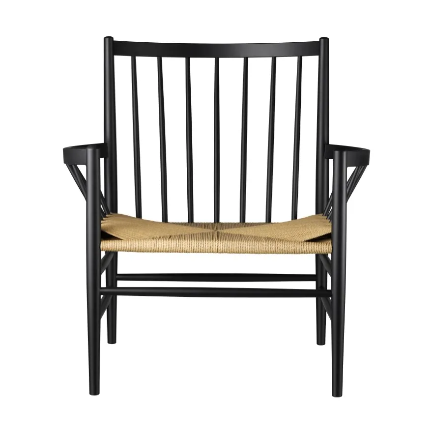 J82 fåtölj, Beech black painted-nature FDB Møbler