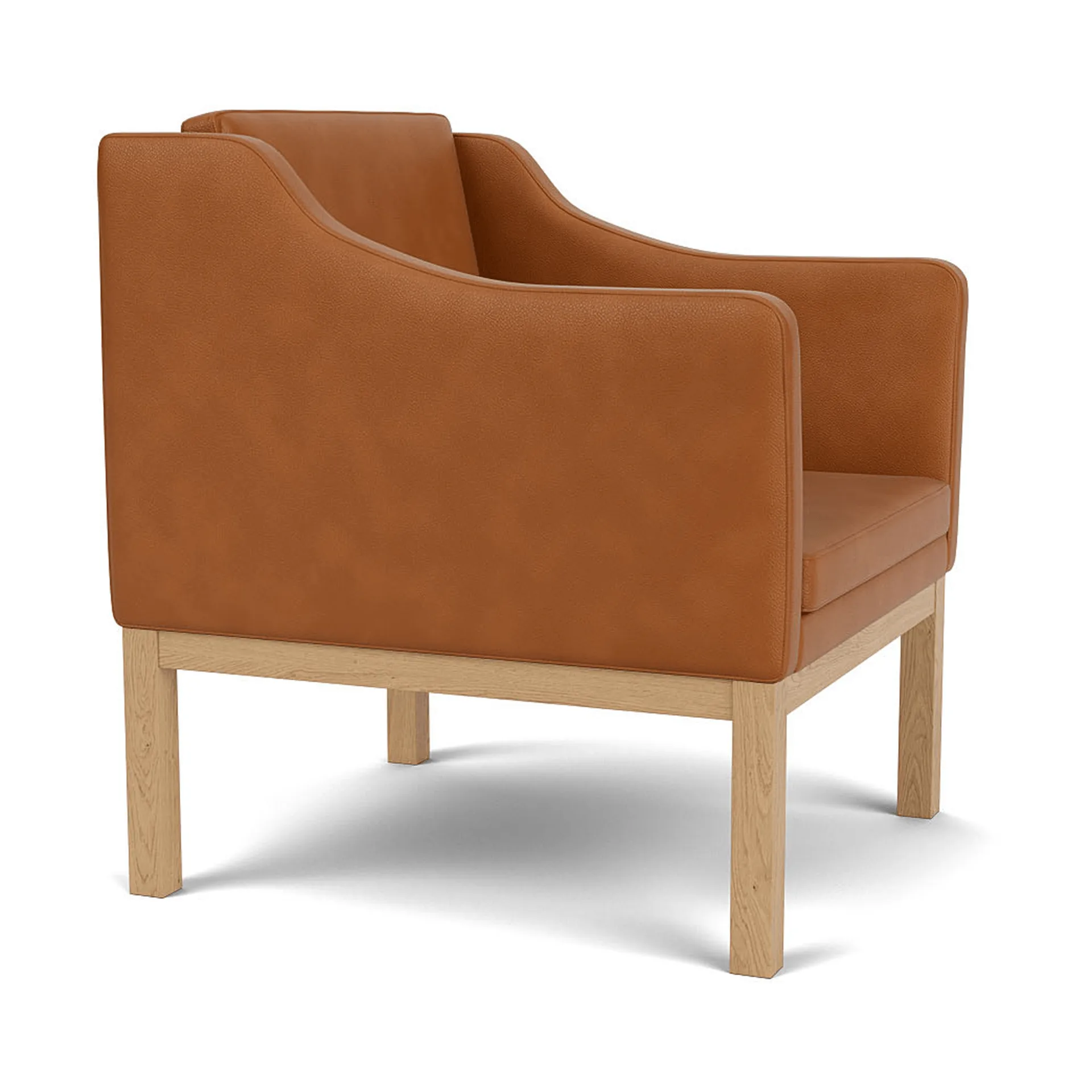 L46 MK155 easy chair karmstol, Lackerad ek-läder cognac FDB Møbler