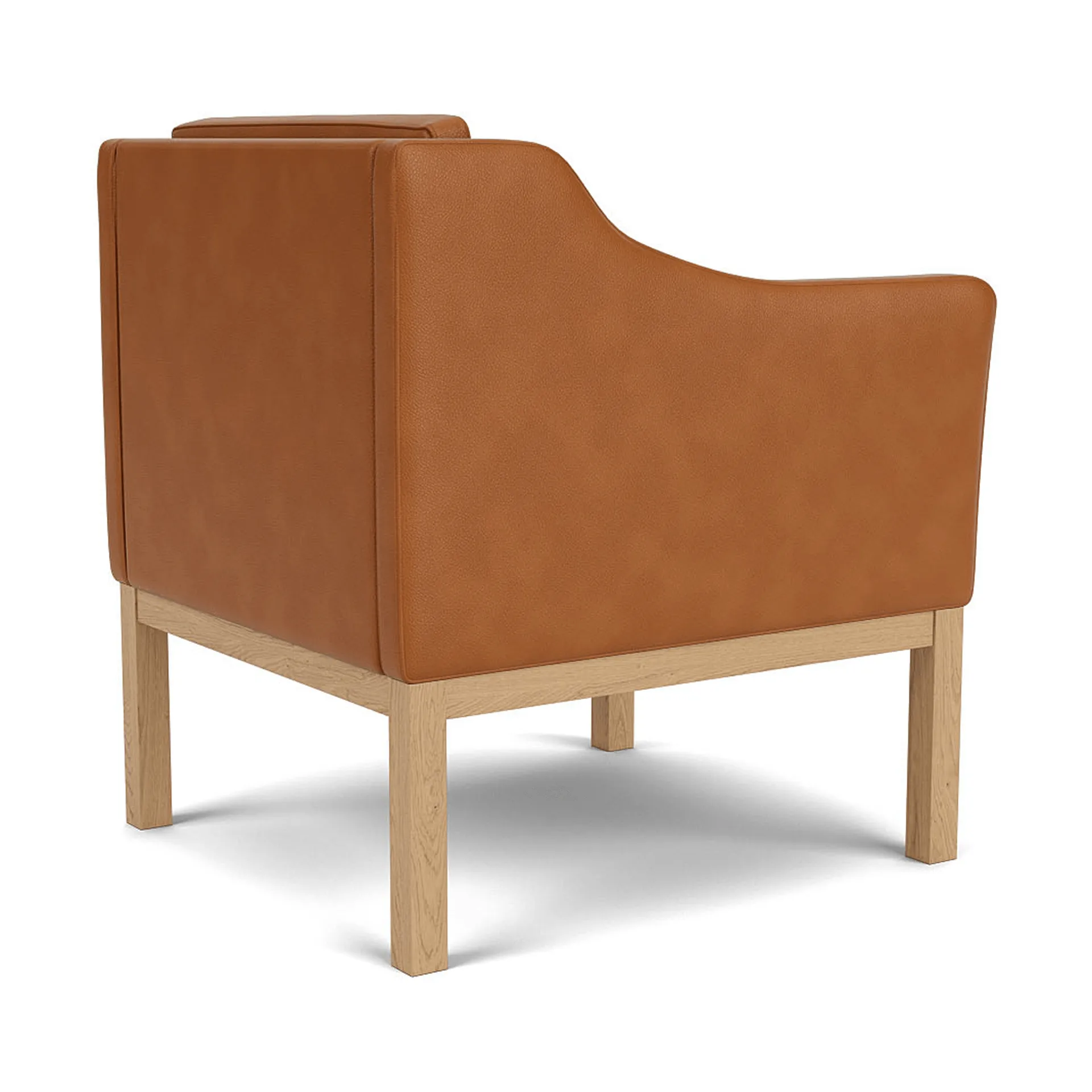L46 MK155 easy chair karmstol, Lackerad ek-läder cognac FDB Møbler