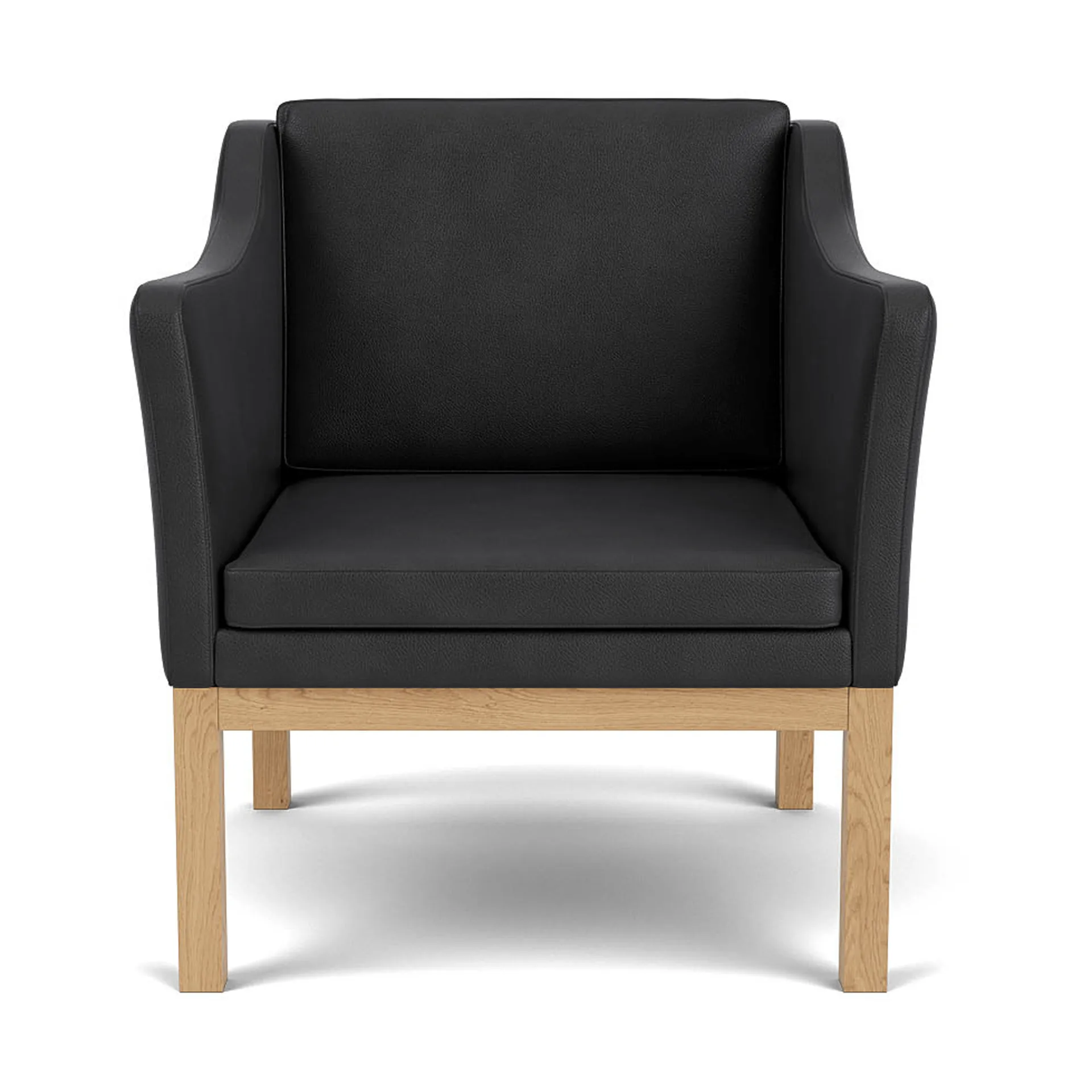 L46 MK155 easy chair karmstol, Lackerad ek-läder svart FDB Møbler
