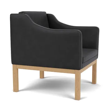 L46 MK155 easy chair karmstol - Lackerad ek-läder svart - FDB Møbler
