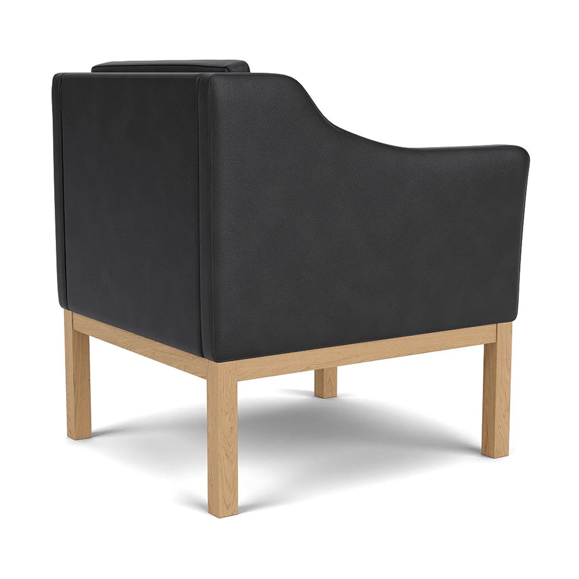 L46 MK155 easy chair karmstol, Lackerad ek-läder svart FDB Møbler