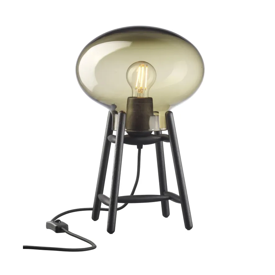 U4 Hiti bordslampa, Smoked glass-oak black painted FDB Møbler