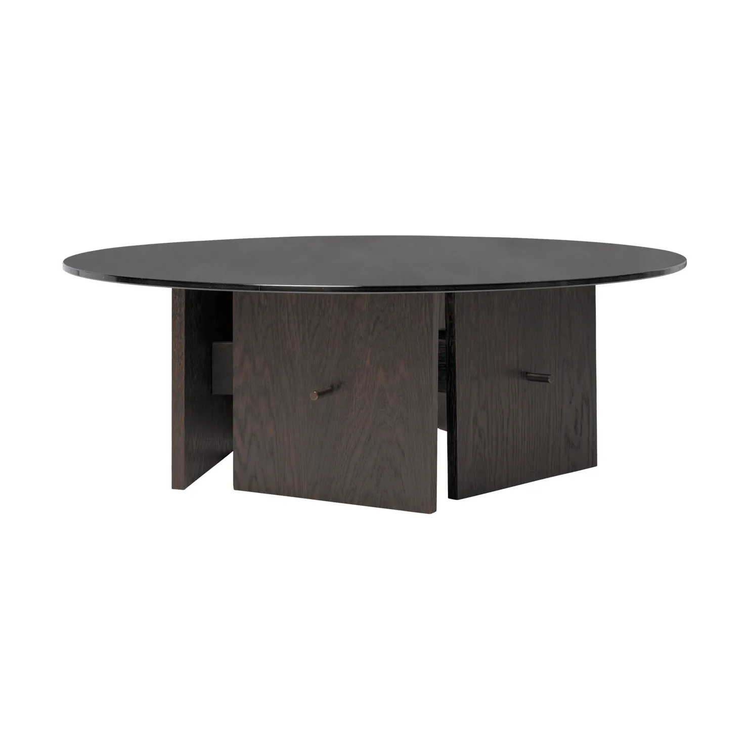 Aukko soffbord, Mörkbetsad ek, glas, Ø90x32 cm Ferm Living