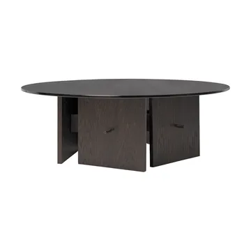 Aukko soffbord - Mörkbetsad ek, glas, Ø90x32 cm - Ferm Living