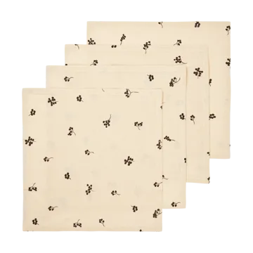 Baies bomullsservett 40x40 cm 4-pack - Natural-dark chocolate - Ferm Living