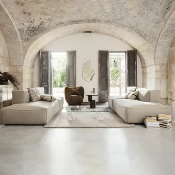 Catena modulsoffa - tyg cotton linen natural, open end r 301 - Ferm Living