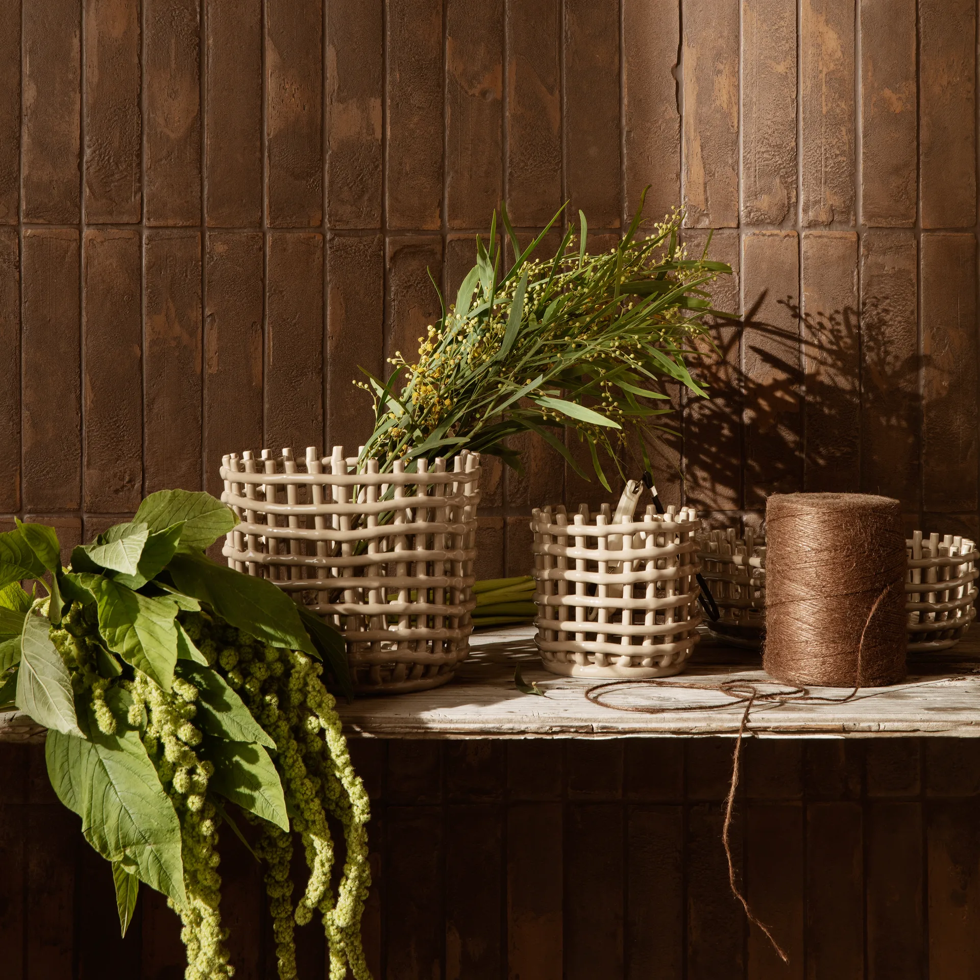 Ceramic flätad korg Ø16 cm, Cashmere Ferm Living