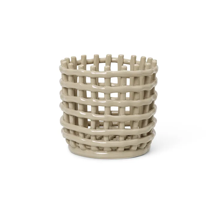 Ceramic flätad korg Ø16 cm - Cashmere - Ferm Living