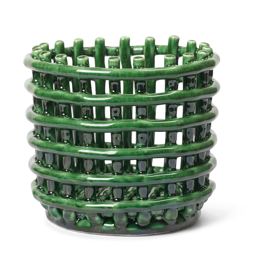 Ceramic flätad korg Ø16 cm, Emerald Green Ferm Living