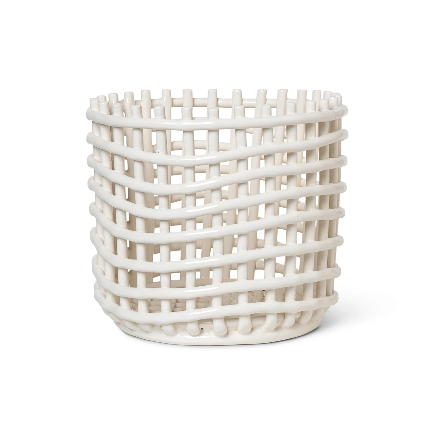 Ceramic flätad korg Ø23,5 cm, Off white Ferm Living