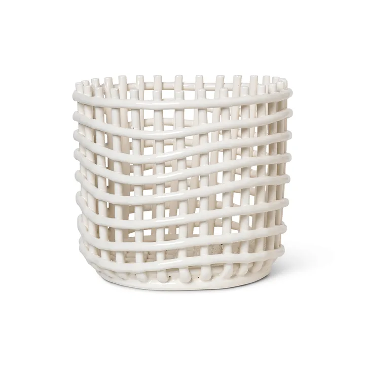 Ceramic flätad korg Ø23,5 cm - Off white - Ferm Living