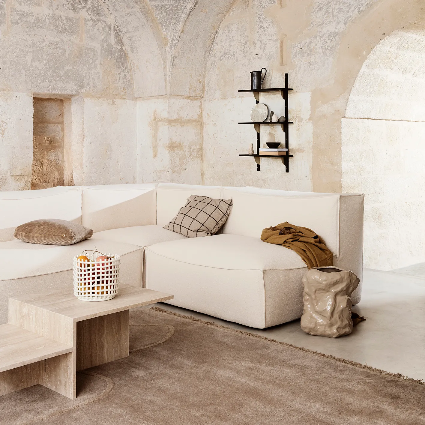 Ceramic flätad korg Ø23,5 cm, Off white Ferm Living