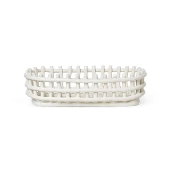 Ceramic flätad korg oval 15x30 cm - Off white - Ferm Living