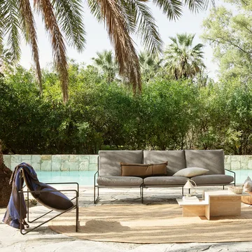Desert 2-sits soffa - tyg dark sand, svart stativ - Ferm Living