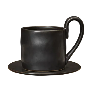 Flow mugg med fat 25 cl - Black - Ferm Living