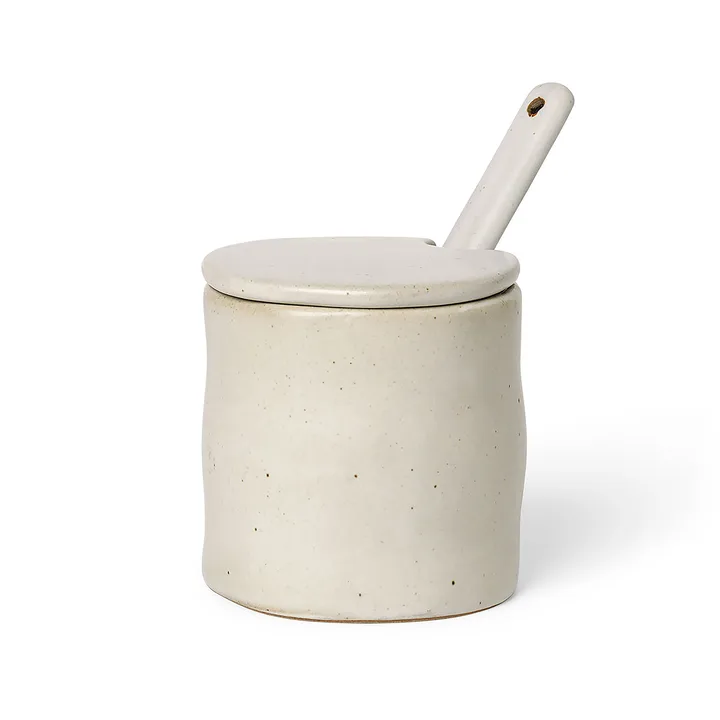 Flow syltburk med sked - Off-white speckle - Ferm Living