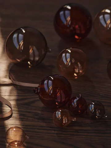 Glass bauble julkulor L Ø10 cm 3 delar - Roseate Translucent - Ferm Living