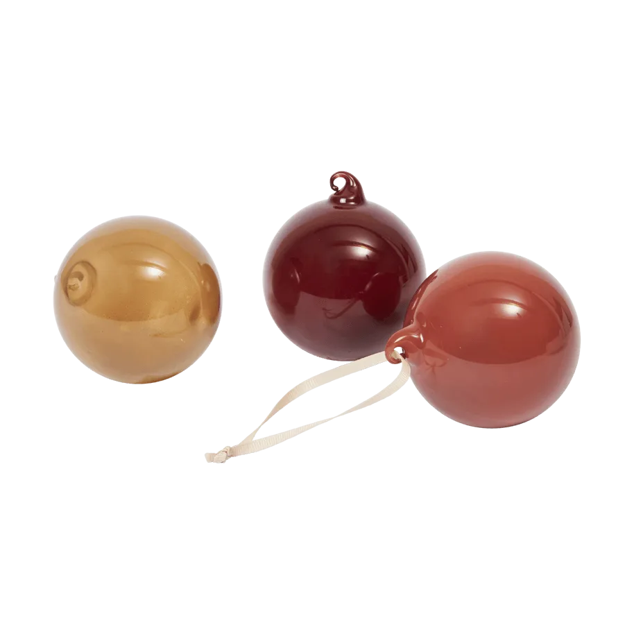 Glass bauble julkulor M Ø8 cm 3 delar, Roseate Opaque Ferm Living