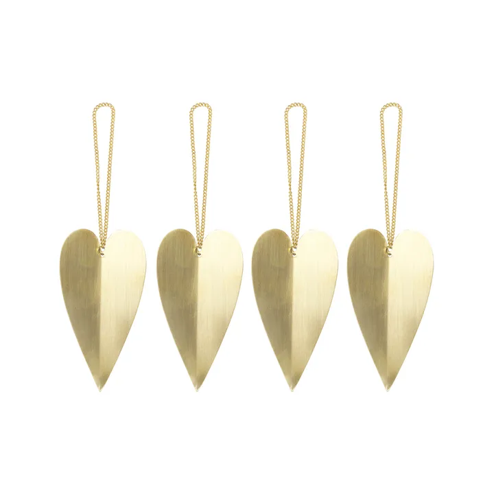 Heart brass julgranshänge - 4-pack - Ferm Living