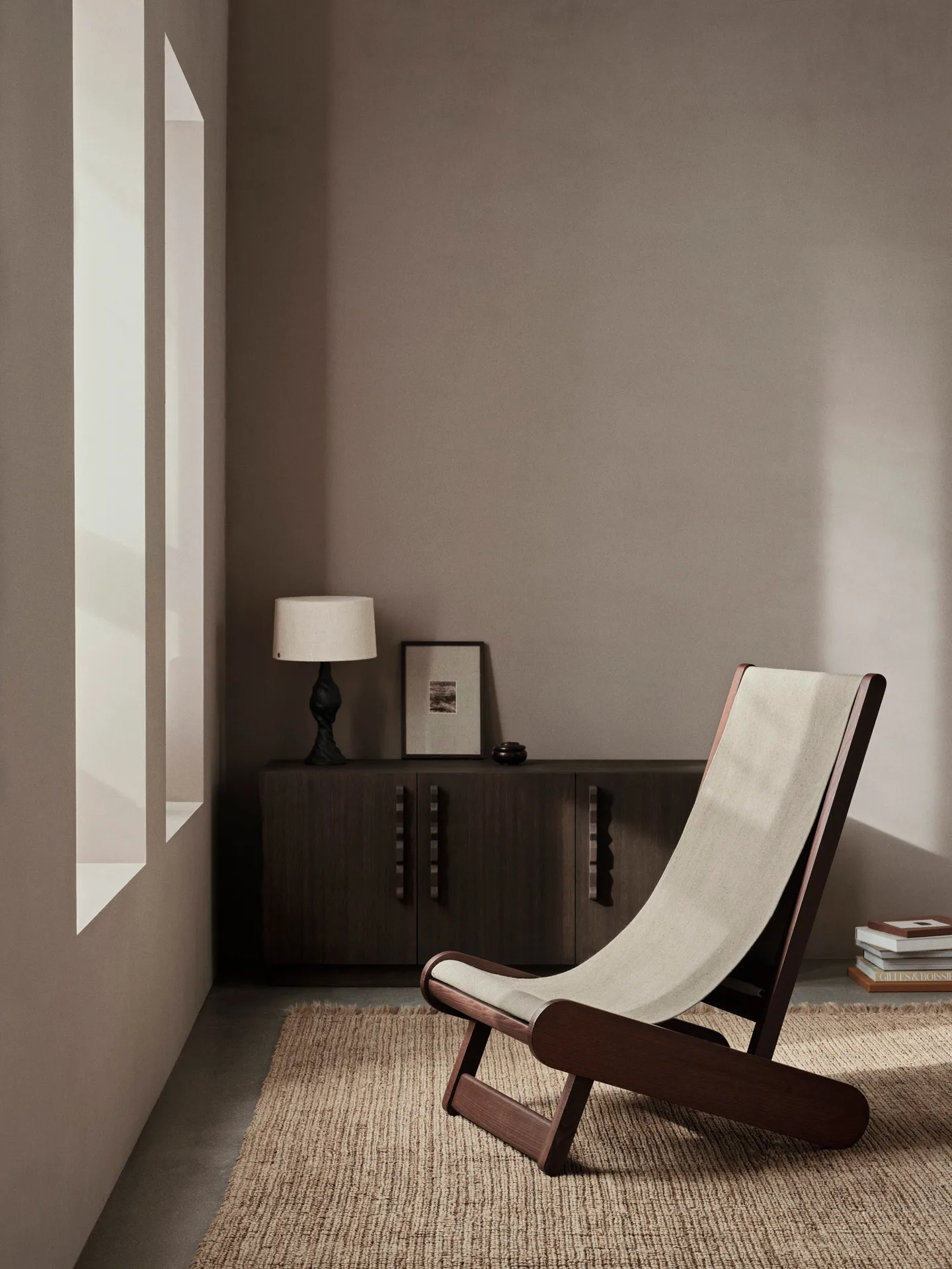 Hemi Lounge Chair, Dark stained, natural Ferm Living