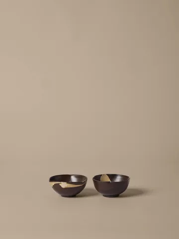 Koyo skål 2-pack - Dark brown-buff, Ø11,5x6 cm - Ferm Living