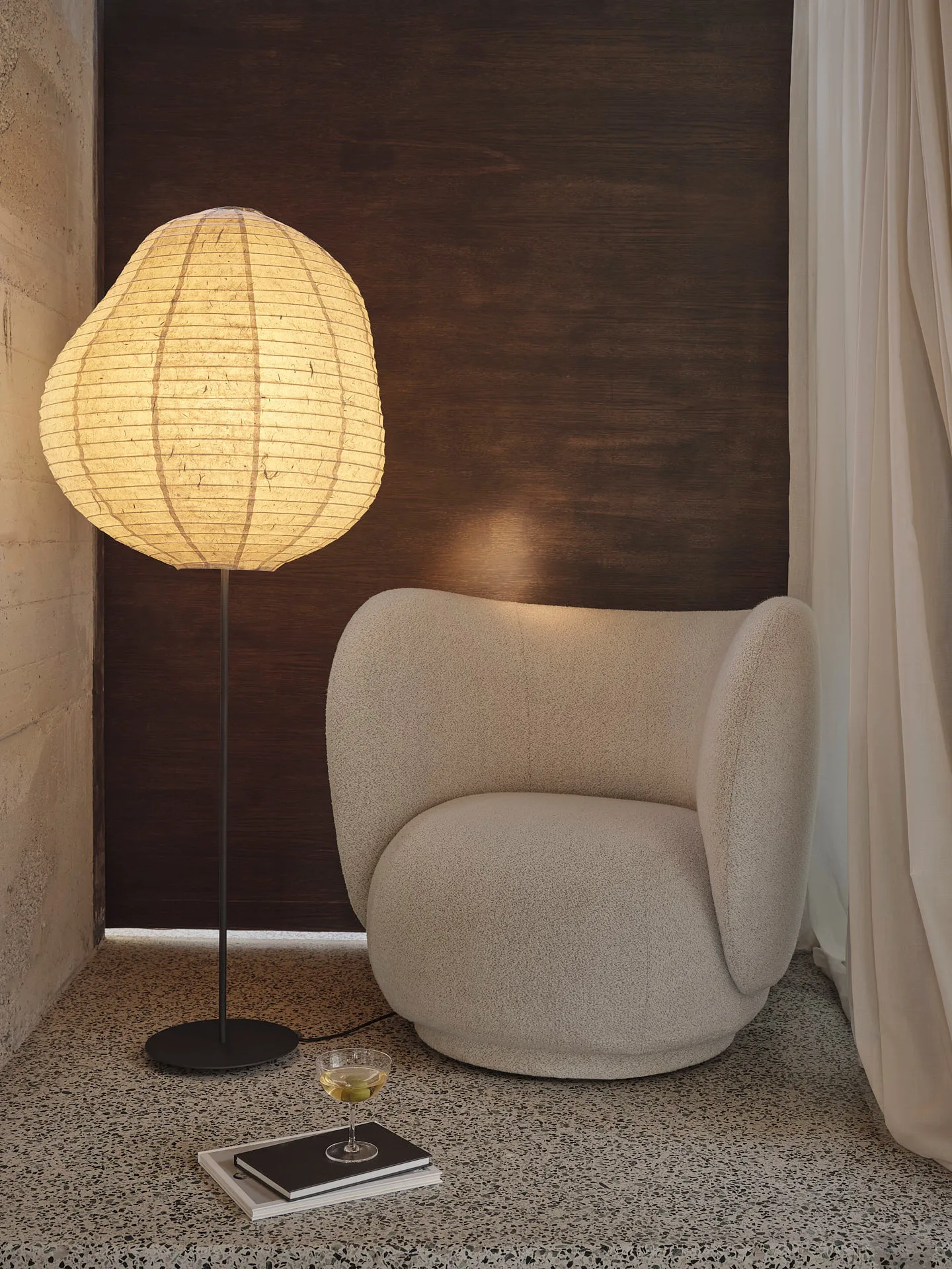 Kurbis golvlampa high, Natural-black Ferm Living