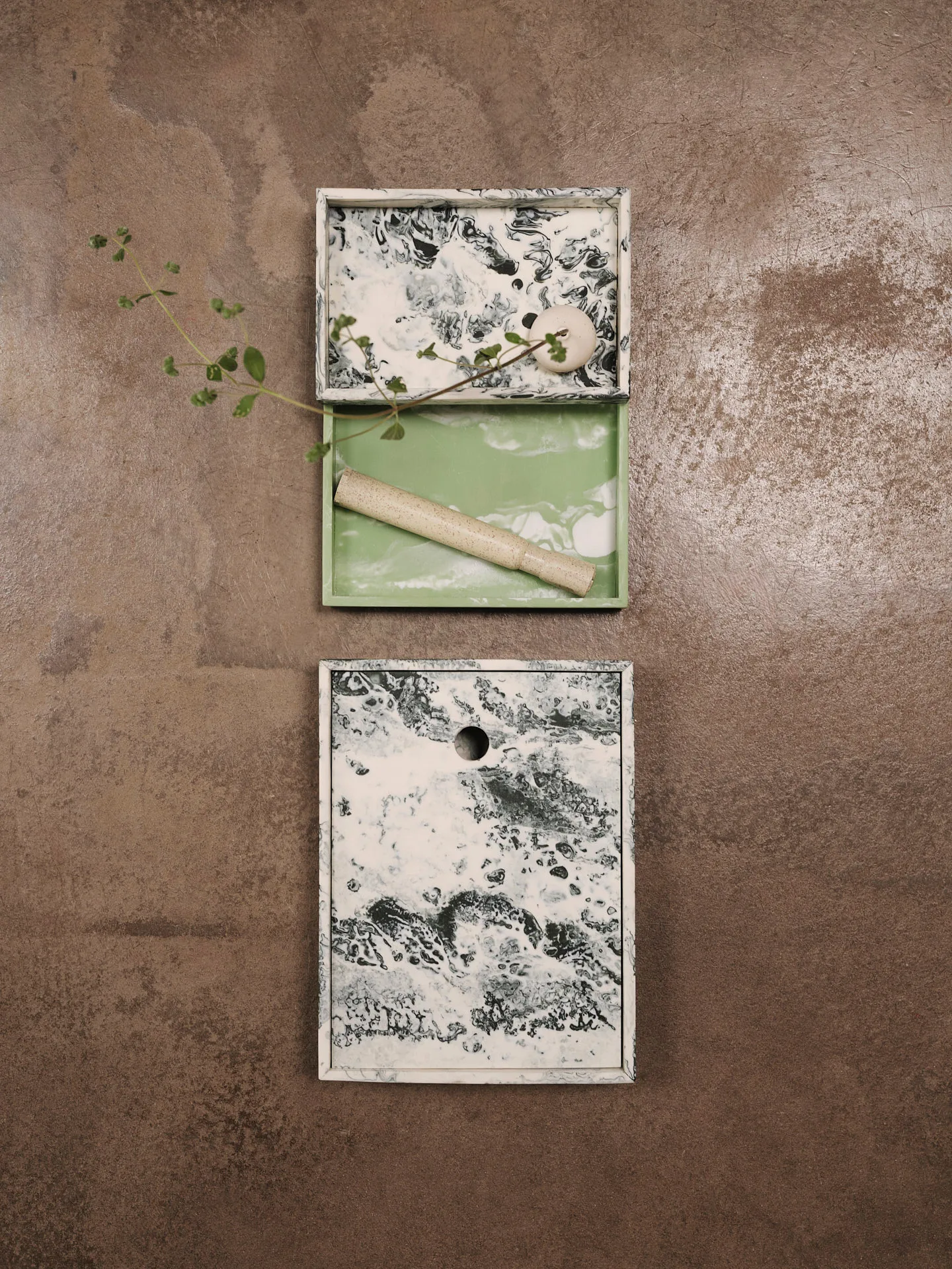 Mist förvaringsbox 15x20 cm, Emerald-off white Ferm Living