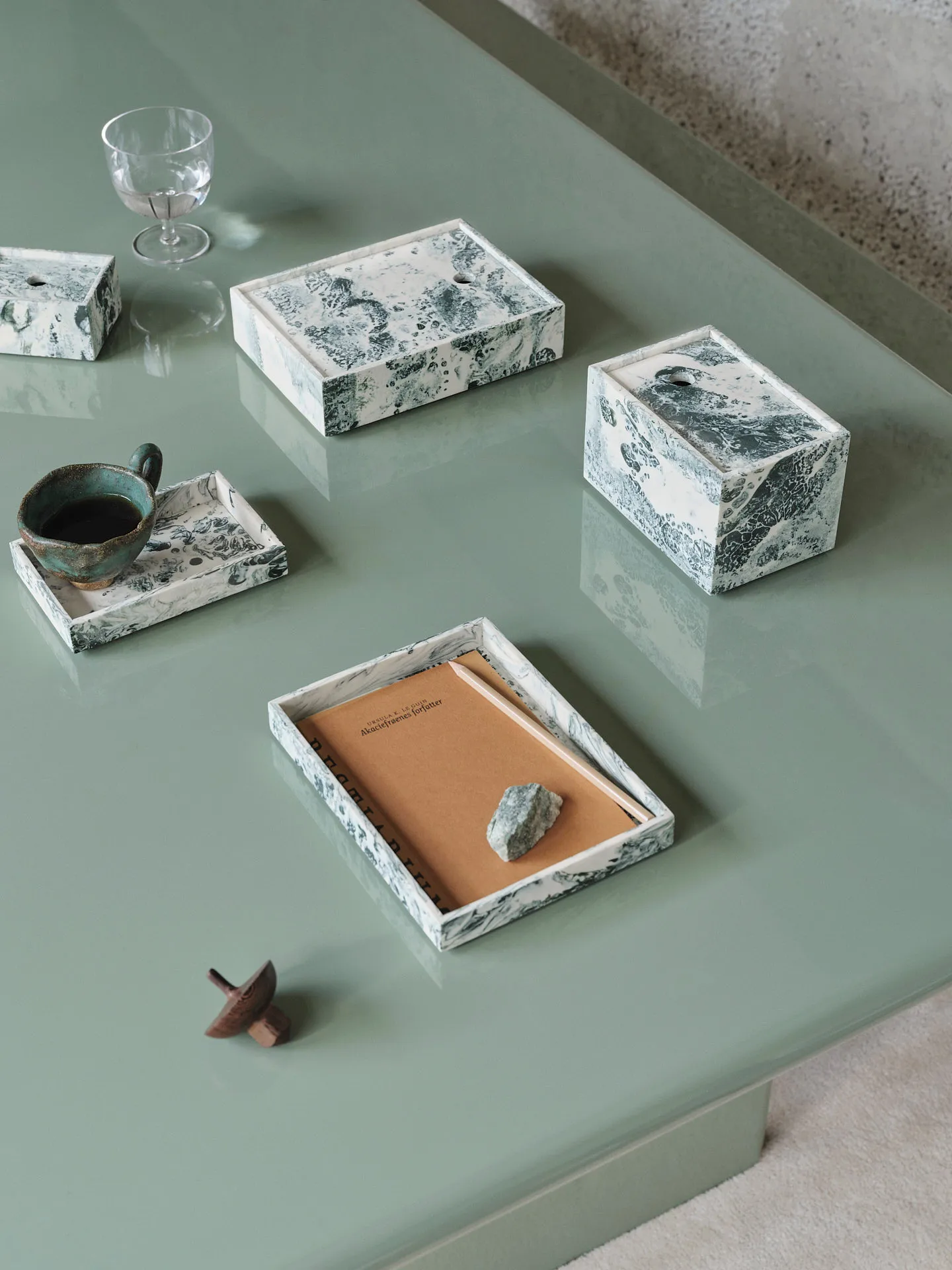 Mist förvaringsbox 15x20 cm, Emerald-off white Ferm Living